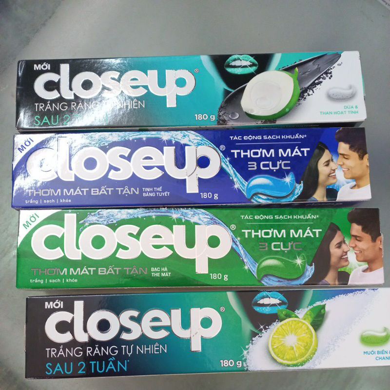 Kem đánh răng closeup dừa& than hoạt tính, tinh thể băng