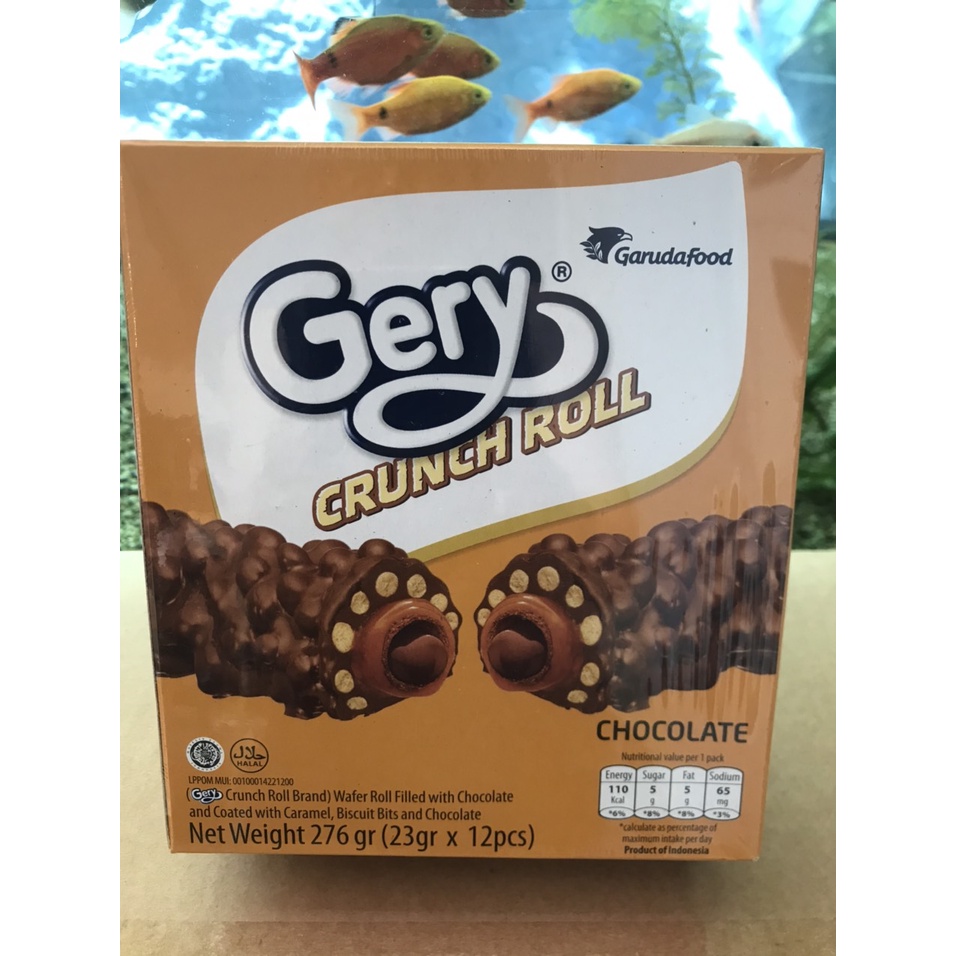 Bánh Gery Ống Sôcôla Crunch Roll Chocolate 276g (Hộp 12 cái x 23g vàng)