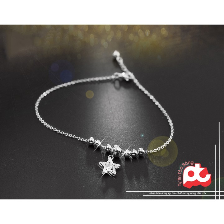 Lắc chân inox nữ kiểu bi cách điệu ngôi sao may mắn V7