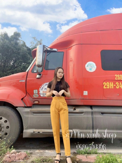 Quần baggy nữ cạp bèo xếp ly siêu xinh, quần tây một cúc lưng cao vải tuyết mưa cao cấp Xưởng may Thu Thủy