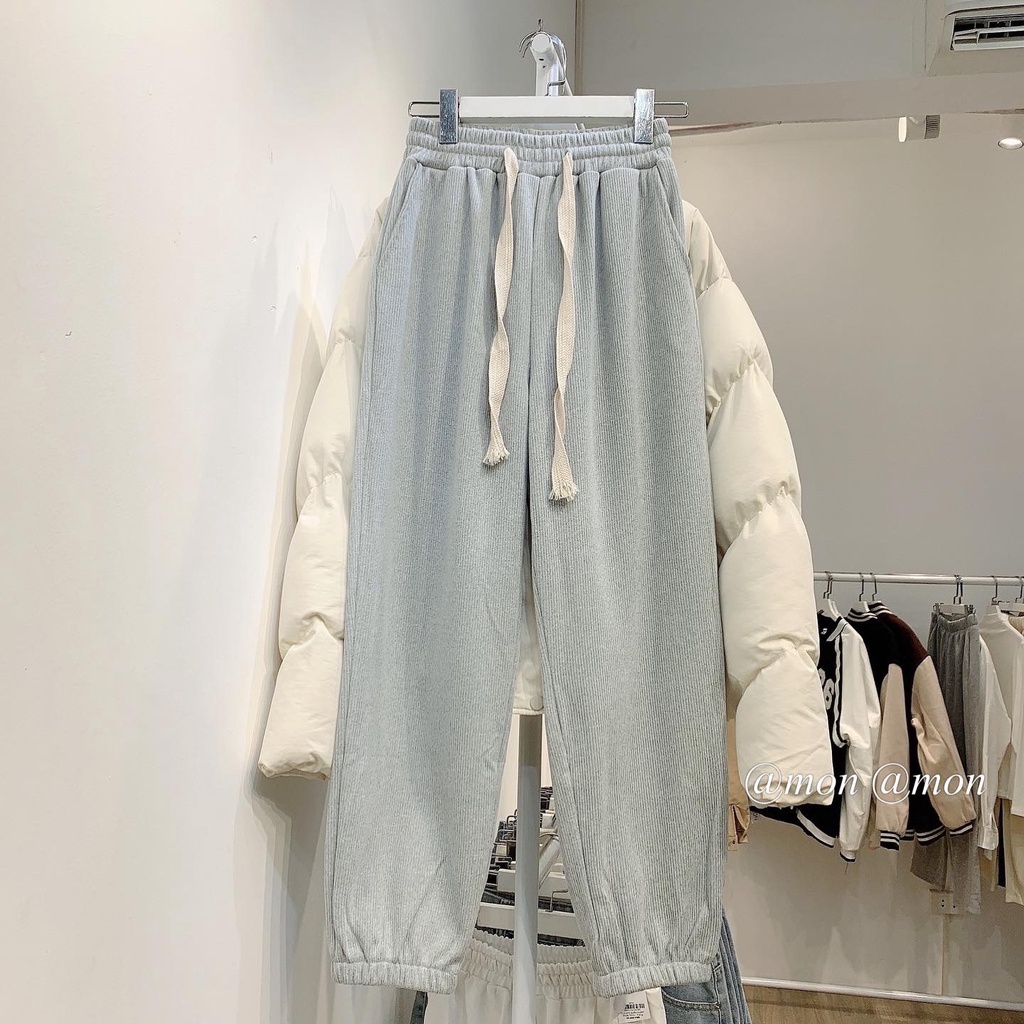2101063 Quần bo gấu nhung tăm chất nỉ tăm dày dặn ấm áp - quần nỉ nữ ulzzang nhiều màu freesize