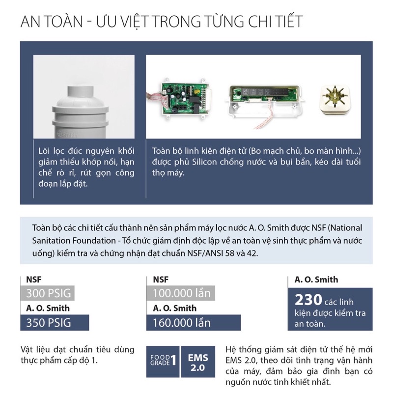 Máy lọc nước AOSmith A.O.Smith C1 | C2 | G1 | G2 | AR75AS2 | AR75AS1E [ Hàng chính hãng - Bảo hành 2 năm ]