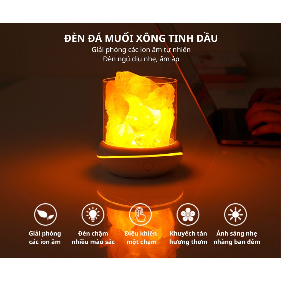 Đèn đá muối Himalaya làm sạch không khí hỗ trợ sức khỏe, Đèn đá muối Himalaya xông tinh dầu - Life Smart
