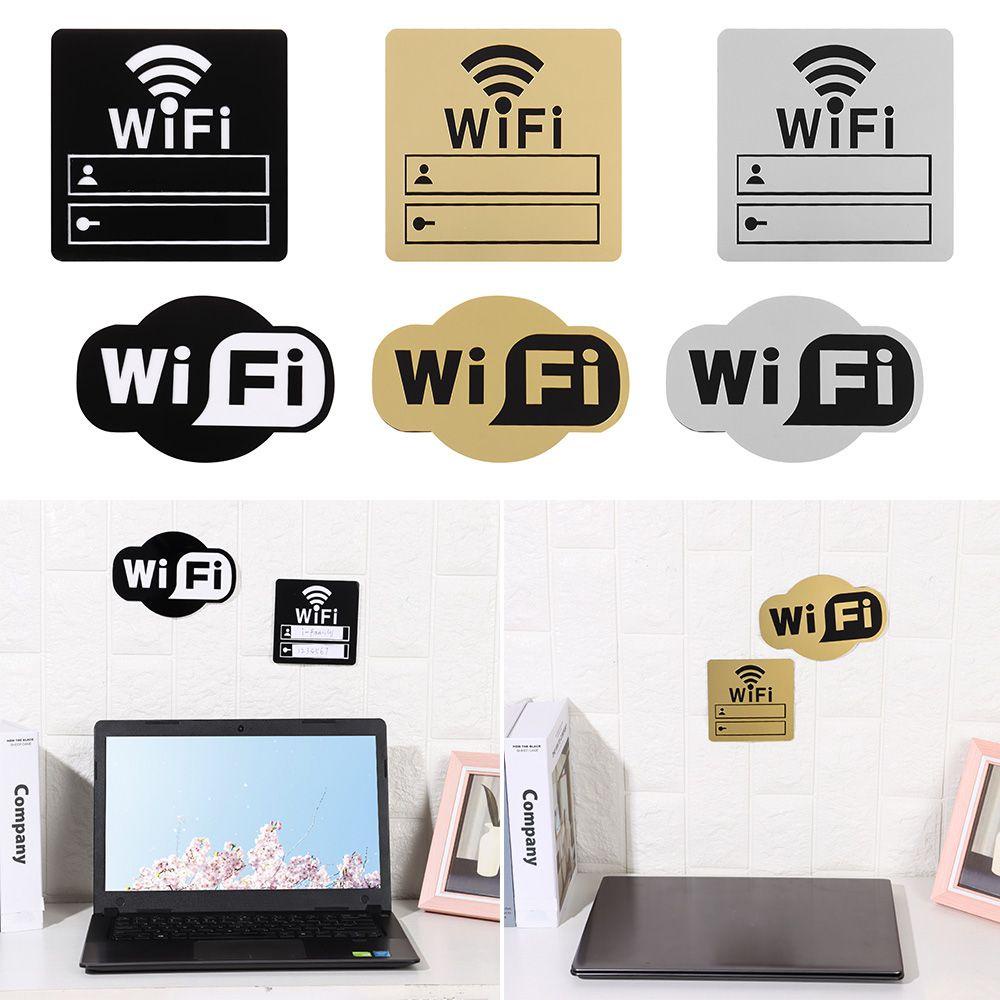 Sticker Dán Tường Bằng Acrylic In Hình Biển Báo WIFI 3D Tiện Dụng