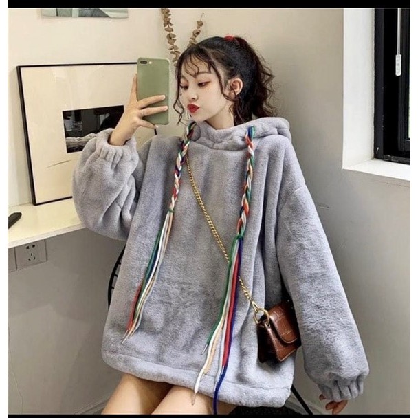 Áo khoác nỉ hoodie nữ trơn unisex form rộng mặc đôi đẹp giá rẻ G64 | BigBuy360 - bigbuy360.vn