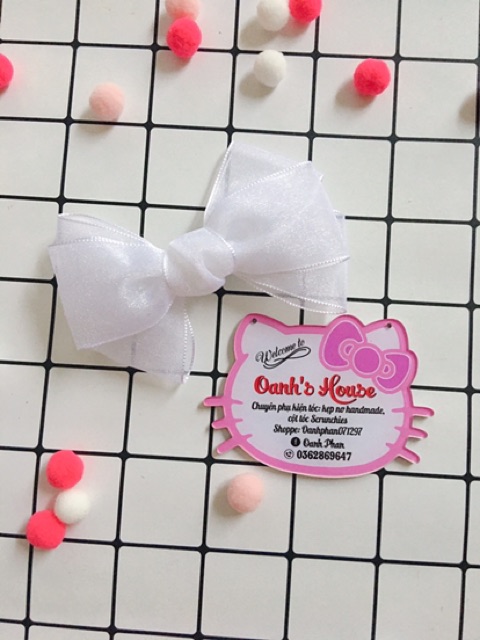 Kẹp nơ voan nhũ 2 tầng không đuôi