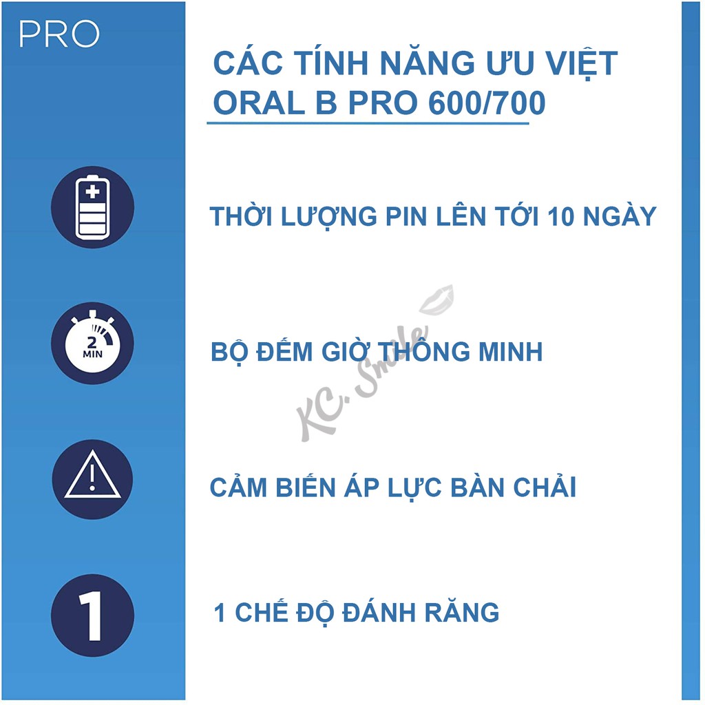 Bàn chải điện Oral B Pro 600, 700 - Bàn chải điện giúp làm trắng và sạch răng hiệu quả [Chính Hãng]