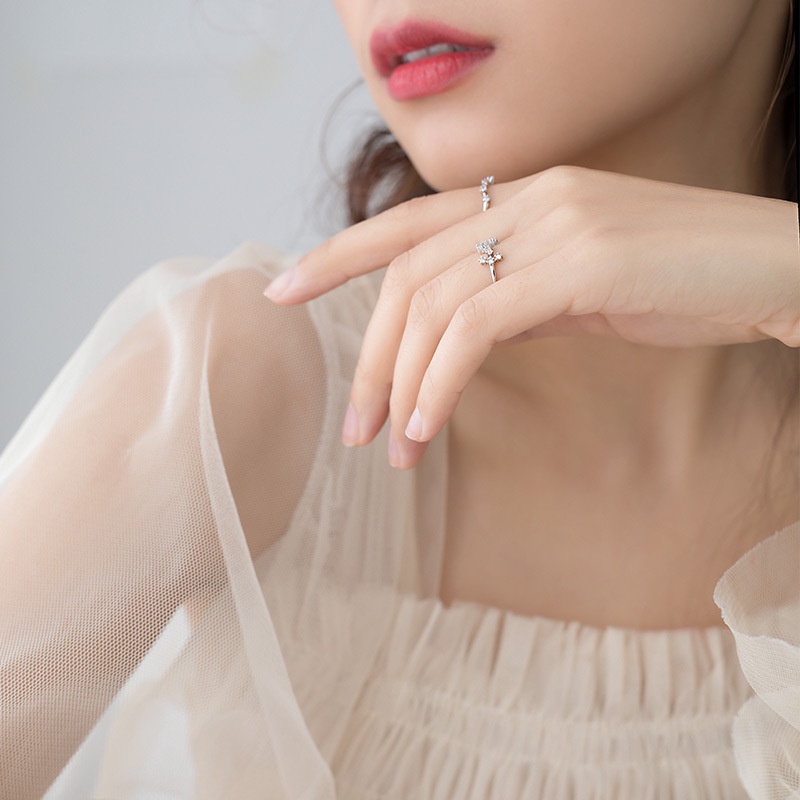 Nhẫn hở mạ vàng hồng phong cách 12 cung hoàng đạo đính đá zircon cao cấp