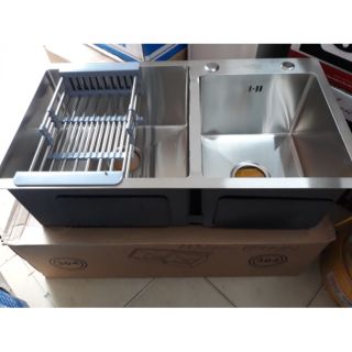 Chậu đúc Korea Su304 hố lệch kích thước 78*43