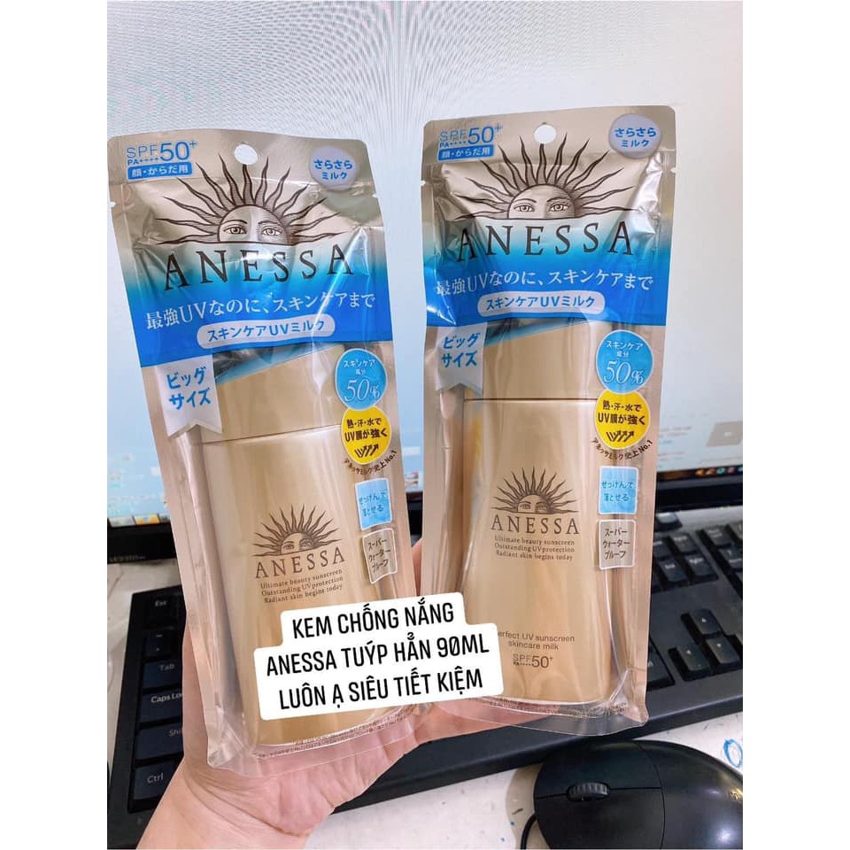 (Mẫu mới big size) Kem chống nắng cho da dầu, da mụn Anessa Perfect UV Sunscreen Skincare Milk SPF50+ PA++++ | BigBuy360 - bigbuy360.vn