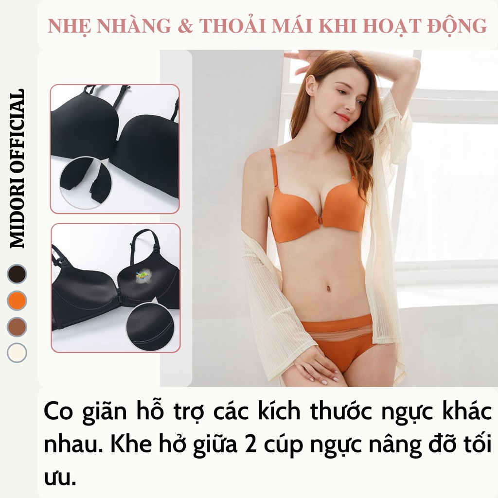 Áo lót nữ cài trước không gọng nâng ngực MIDORI Áo ngực nữ cài trước mềm mại thoáng mát tạo khe tôn vòng 1 gợi cảm ACT01 | BigBuy360 - bigbuy360.vn