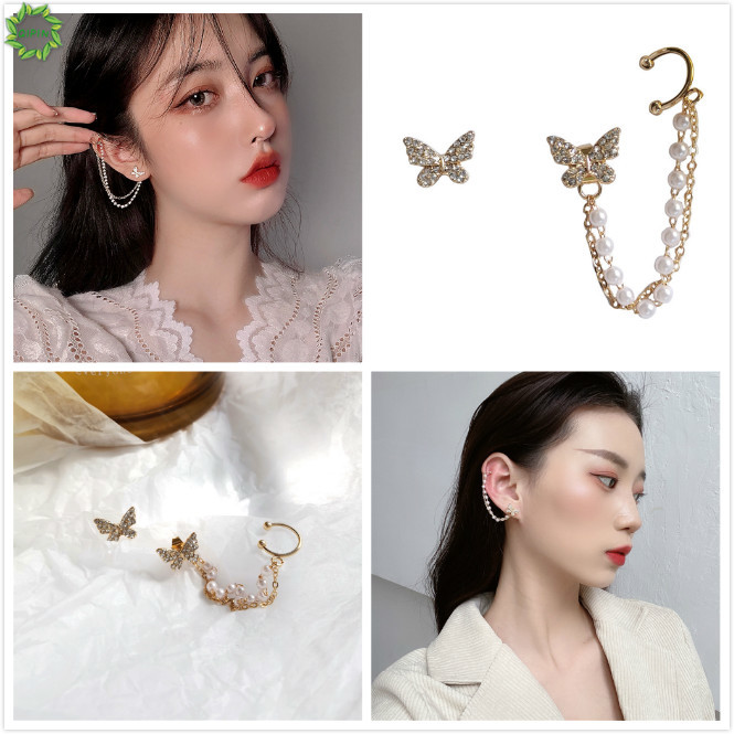 Đôi Bông Tai Hình Bướm Đính Ngọc Trai Nhân Tạo Xinh Xắn Cho Nữ