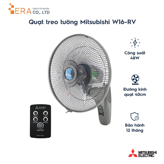 Quạt treo tường Mitsubishi W16-RA ( Xám đậm, Trắng)