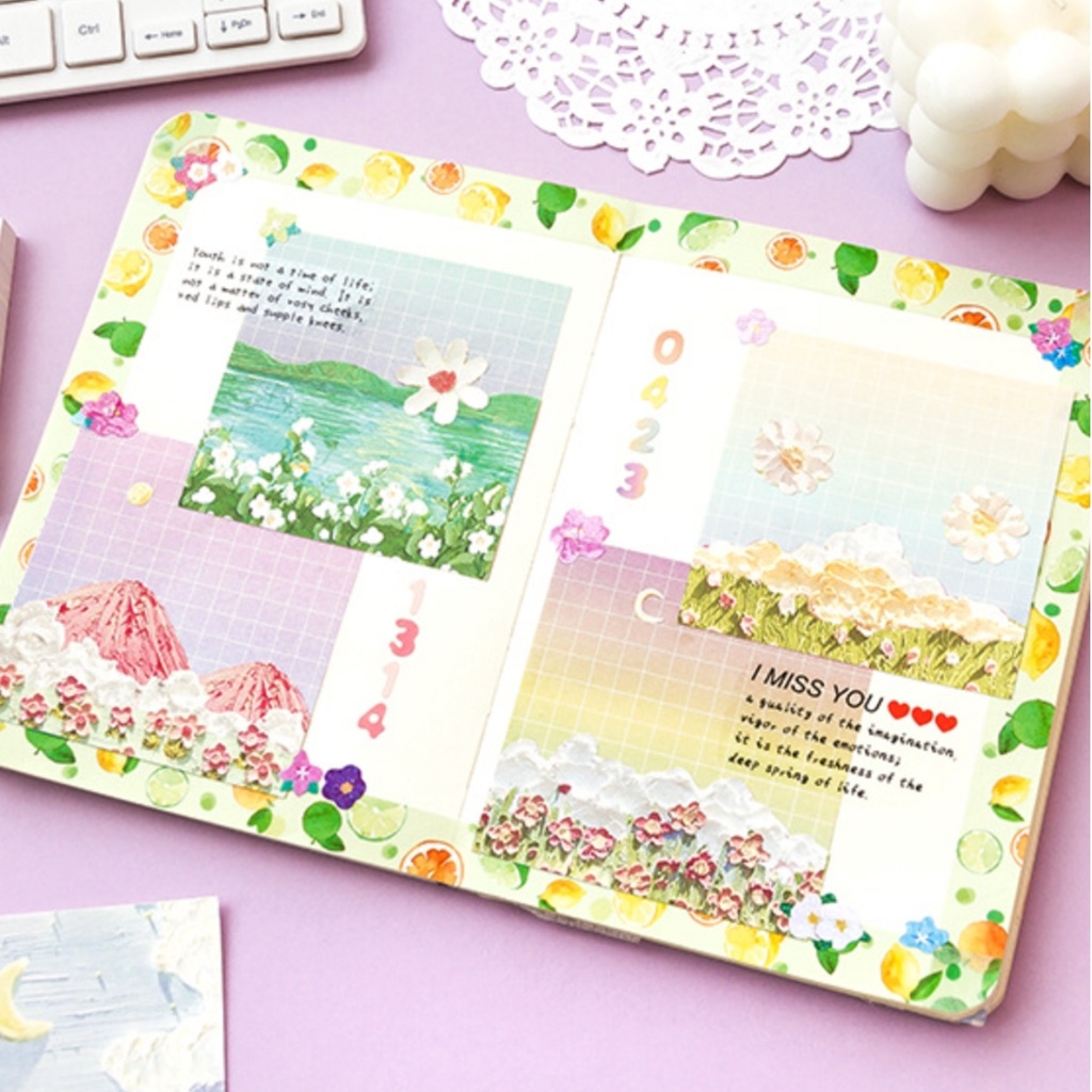Tập 100 Tờ Giấy Note Ghi Chú Tranh Sơn Dầu  Trang Trí Sổ Tay, Nhật Ký, Bullet Journal MPGGC1