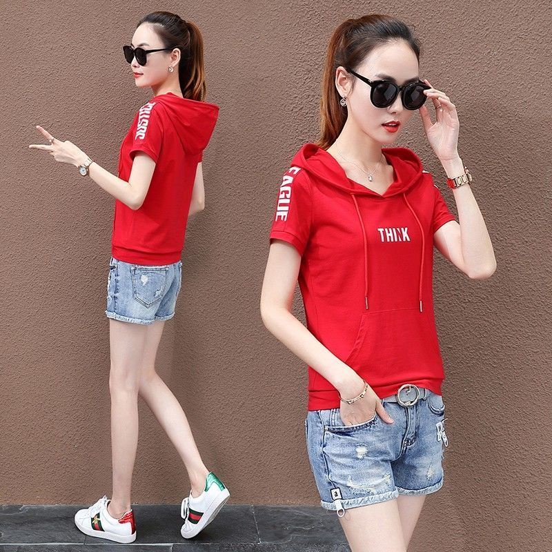 Áo Hoodie Tay Ngắn Dáng Rộng Thời Trang Mùa Hè Phong Cách Mới 2022 Dễ Phối Đồ
