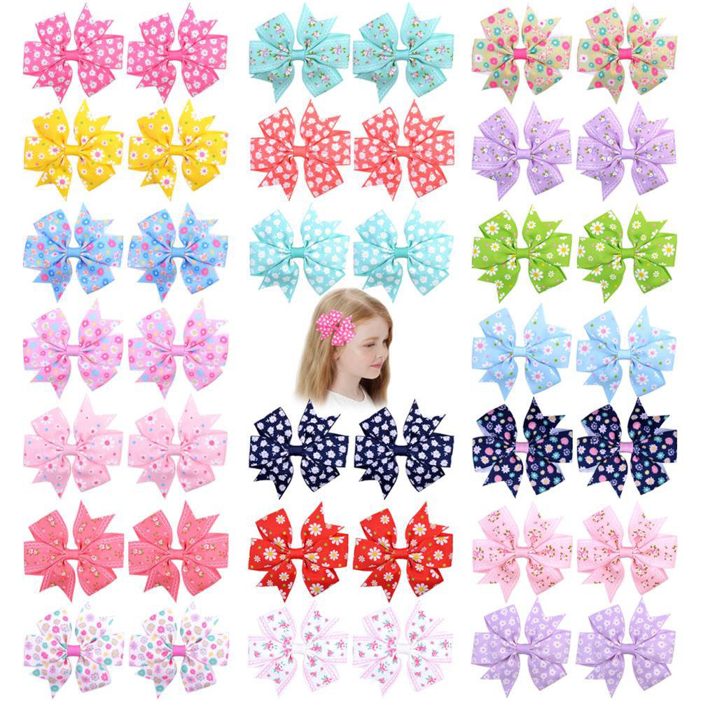 Set 20 kẹp tóc nơ KIDSBOWS in họa tiết hoa cúc xinh xắn thời trang cho bé gái