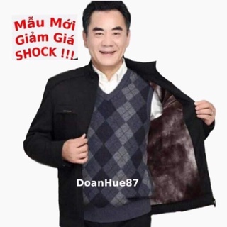 Áo khoác nam trung niên lót lông🎗Áo khoác nam trung tuổi chống gió chống nước ít nhăn chống bụi cho bố