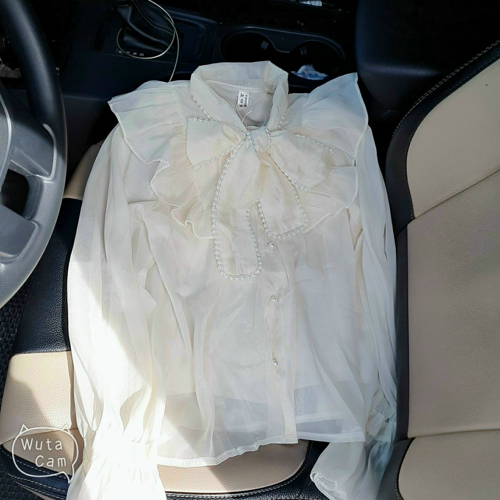 Áo sơ mi cột nơ , áo sơ mi tơ 2 lớp freeship 50k bao đổi trả
