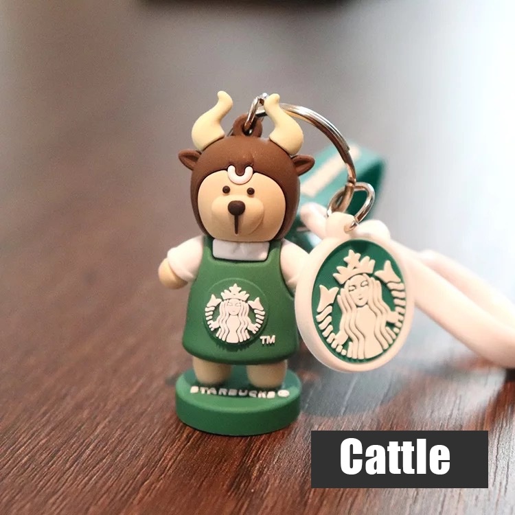 Móc khóa PVC mặt Starck starbucks hoạt hình dễ thương