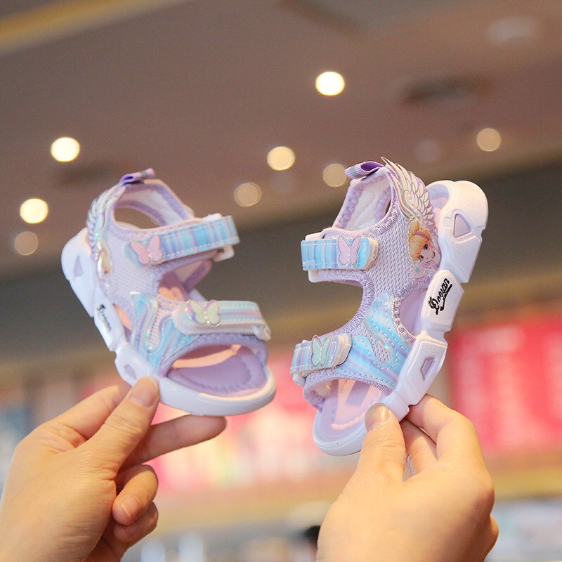 Sandal cho bé gái - dép quai hậu cho bé a02 công chúa cánh tiên siêu nhẹ quai vải thấm mồ hôi (tím, hồng) (sz21-sz30)
