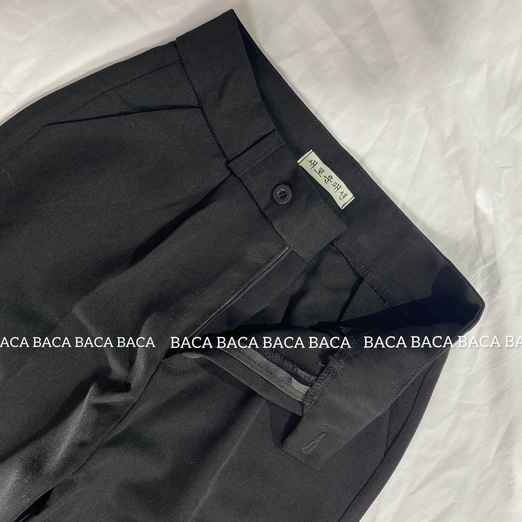 Quần Tây Nữ Ống Suông Dài 100cm Kéo Khóa Màu Đen Trắng ( Quần dáng dài)