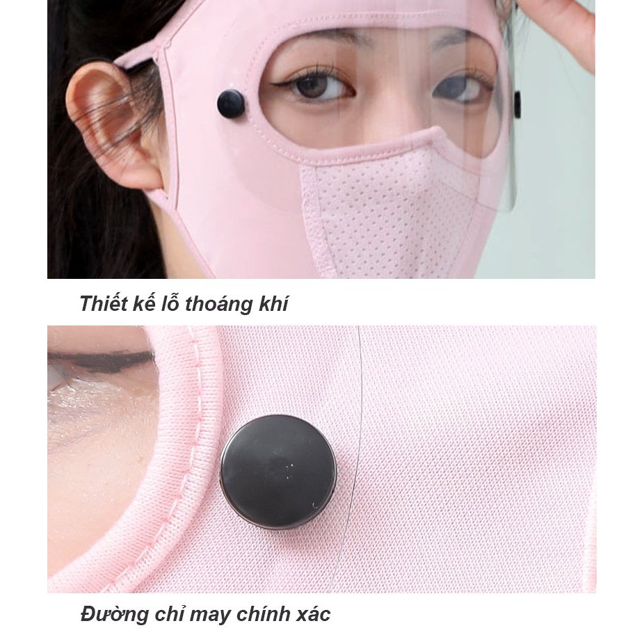 Khẩu trang Ninja che kín mặt chống nắng vải Cotton có KÍNH chống tia cực tím  MÙA HÈ - chống gió - bụi - sương mù