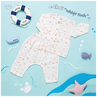 Nous bộ cài thẳng dài chó mèo hồng 0m-9/12m