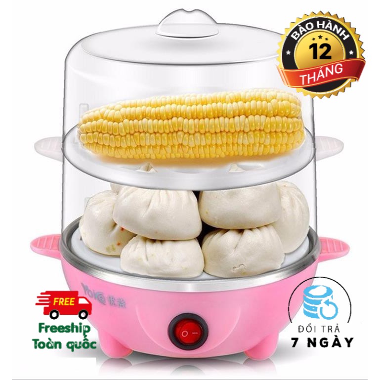 Nồi điện luộc trứng kiêm nồi hấp thức ăn 2 tầng siêu tốc