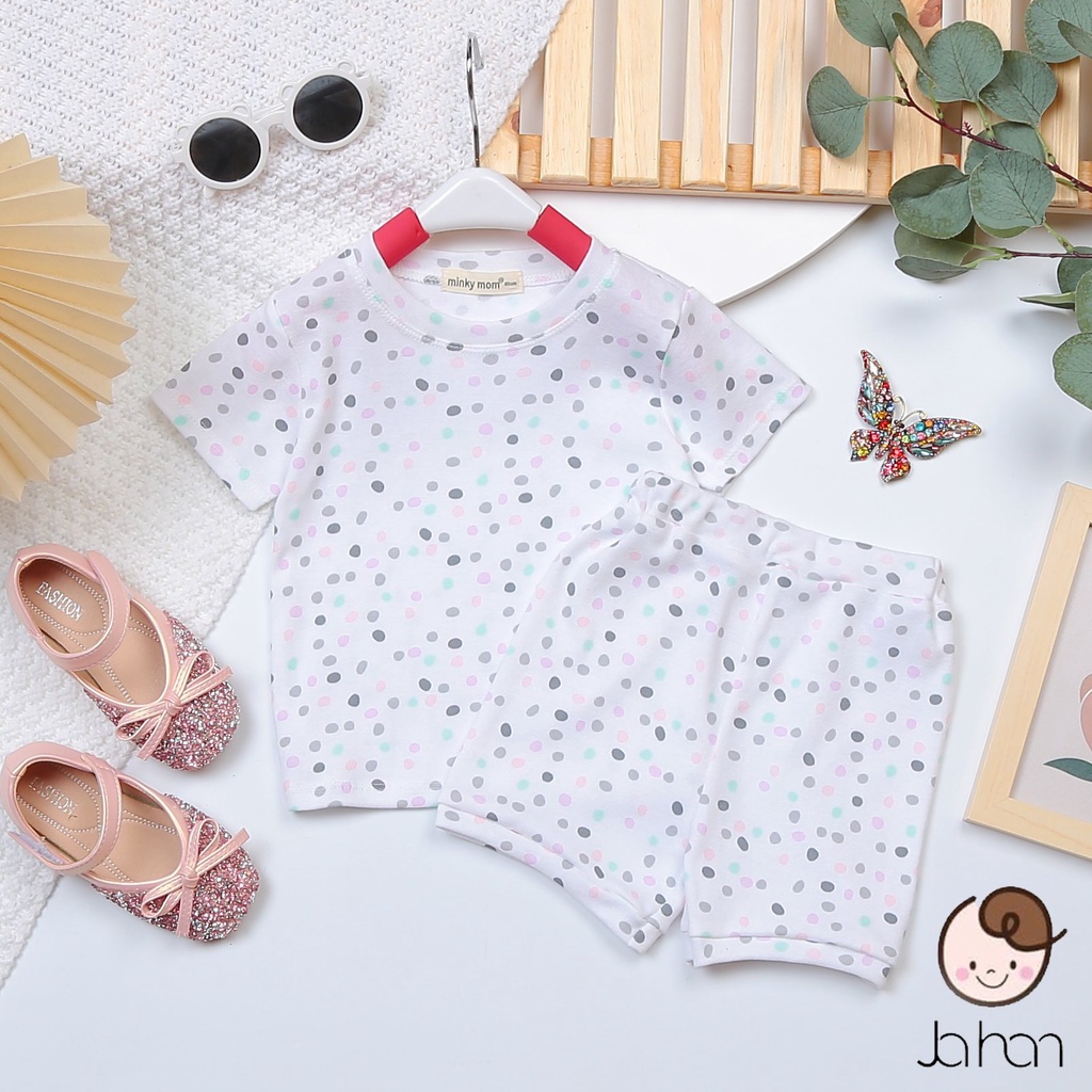 [MÀU NGẪU NHIÊN]Combo 4Bộ Quần Áo Bé Gái, Bé Trai Minky Mom Vải Cotton Borip Động Vật, Bộ Cộc Tay Cho Bé Mặc Nhà MKM2212