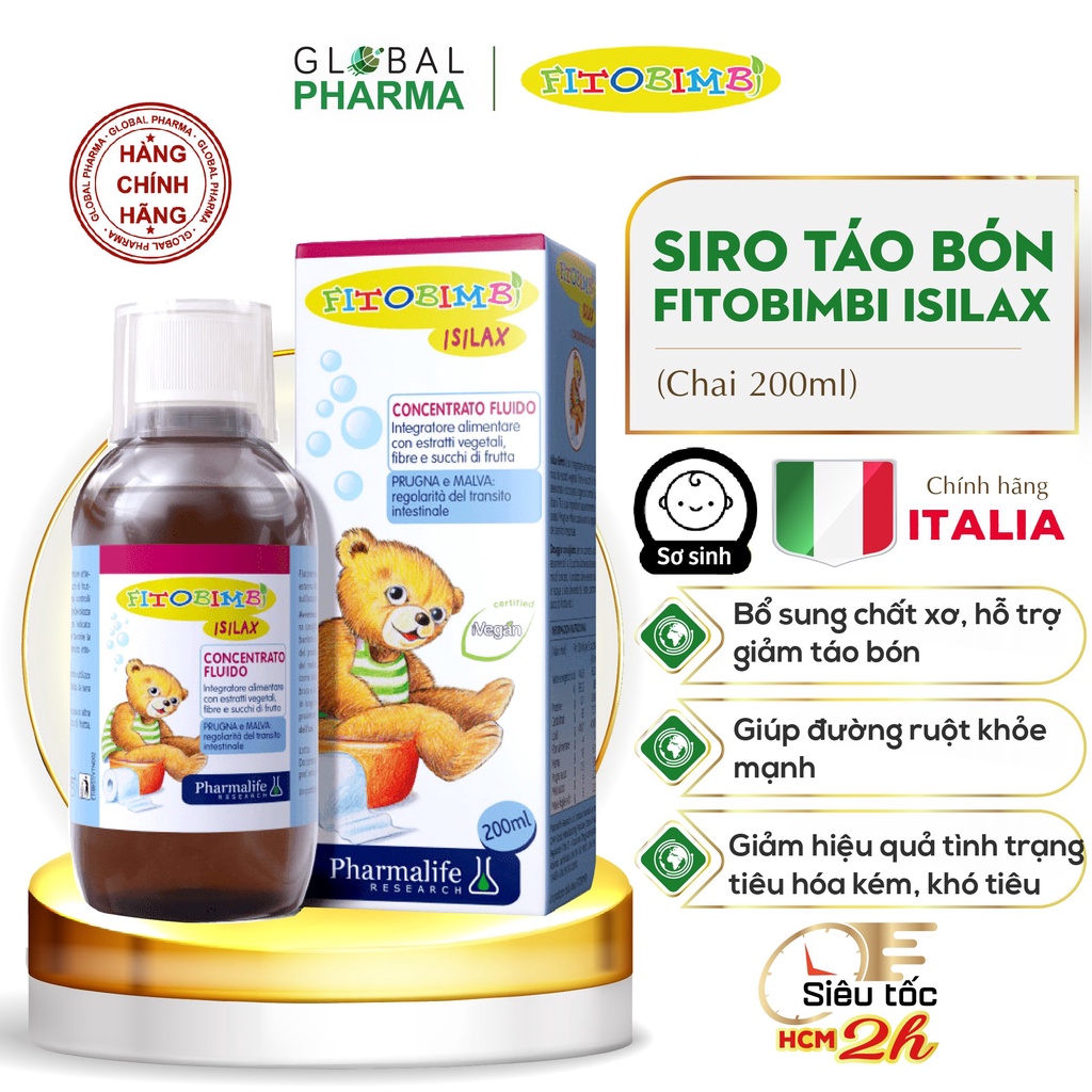 Siro Fitobimbi Isilax - giúp trẻ hết táo bón, đường ruột khoẻ mạnh (Chai 200ml)