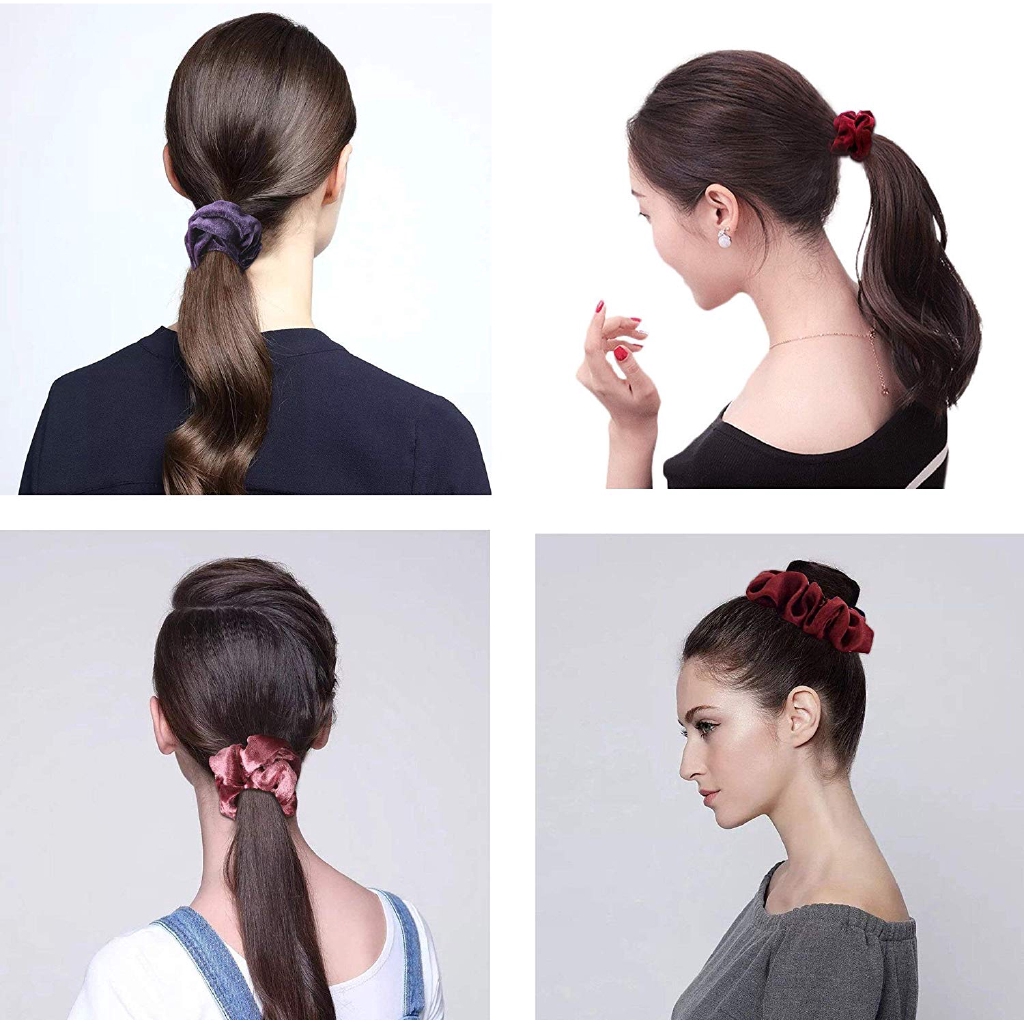 Thun cột tóc bằng lụa và vải satin co giãn đơn giản cho nữ