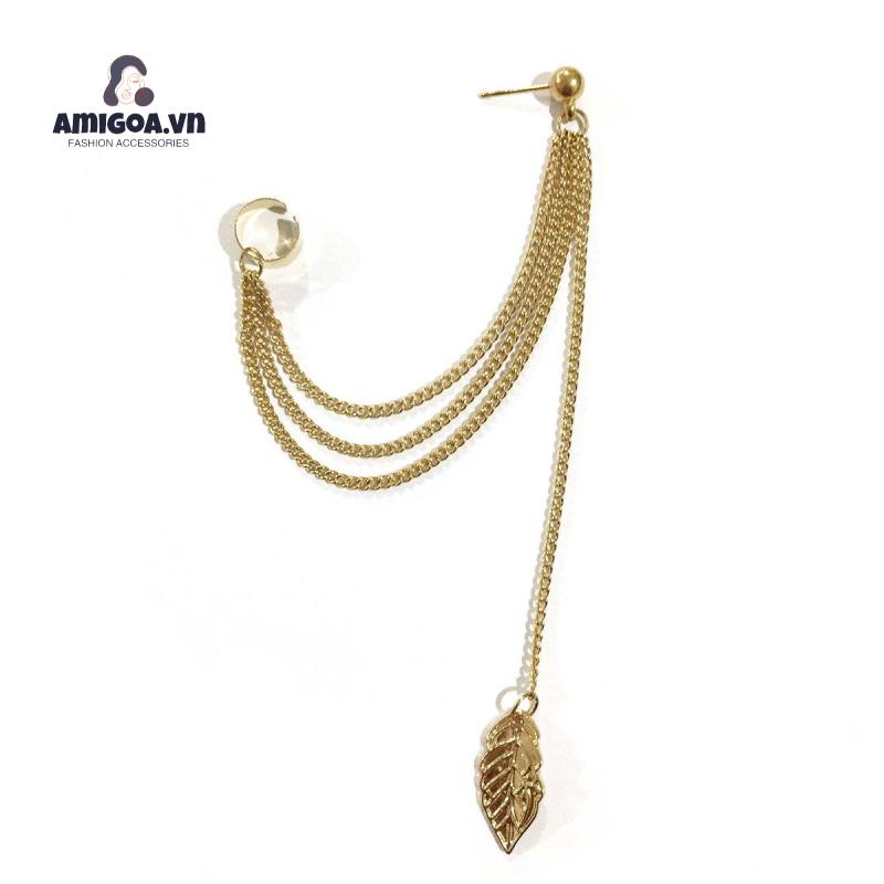 Bông Tai Hợp Kim Hình Lá Tua Rua Đơn Giản Đa Năng