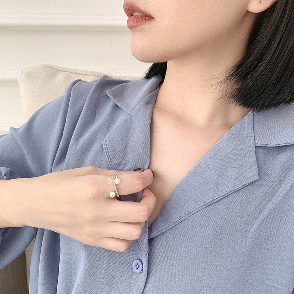 Nhẫn kiểu dáng hở đính ngọc trai thời trang phong cách hàn quốc cá tính XJ