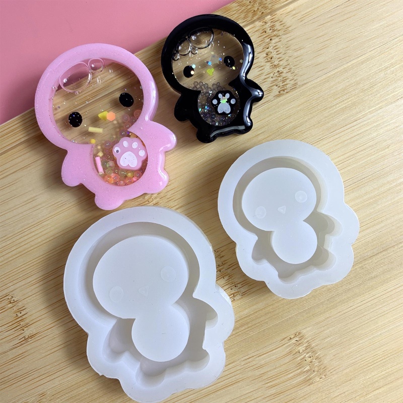 Khuôn Silicone Làm Móc Khóa Hình Chim Cánh Cụt DIY