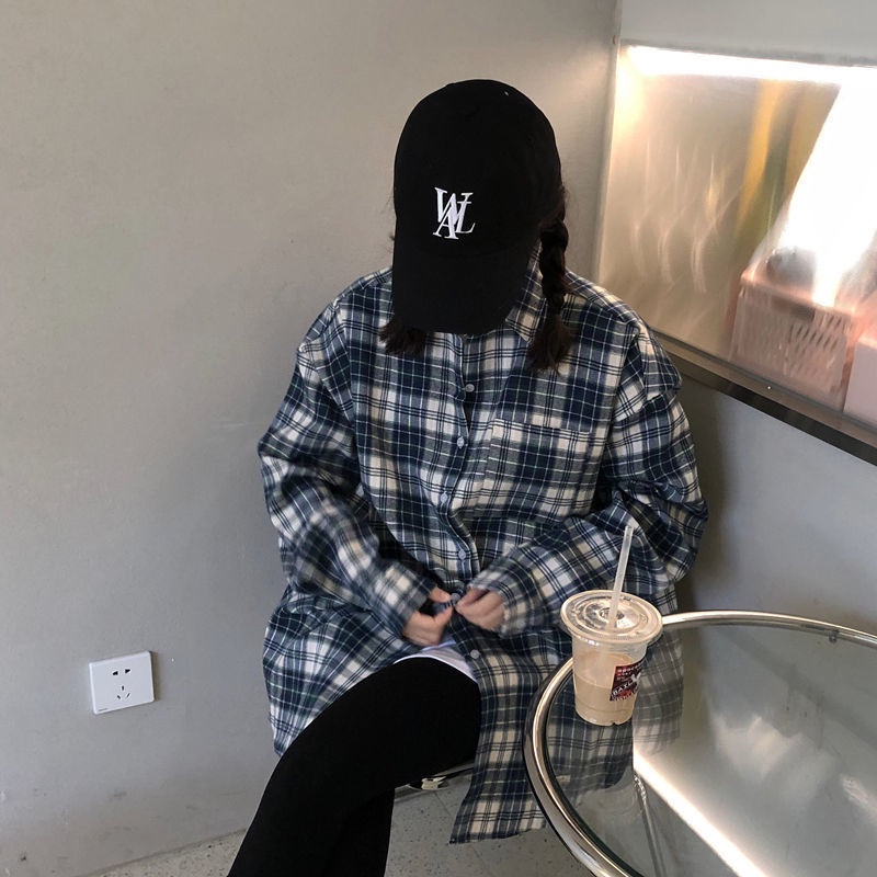 Áo Sơ Mi Kẻ Caro Dài Tay Dáng Rộng Nam Nữ Màu Mới Ulzzang