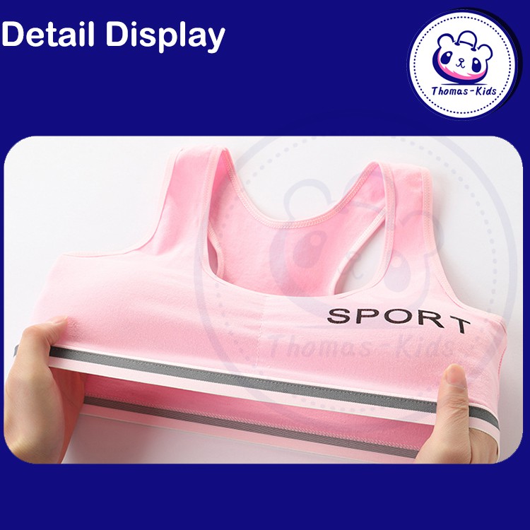 Áo Ngực Thể Thao Màu Trơn Thoáng Khí Thời Trang Cho Bé Gái 8-16 Tuổi