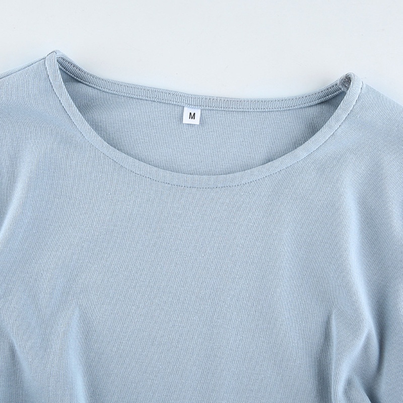 Áo Croptop Tay Dài Cổ Tròn Màu Sắc Đơn Giản Cho Nữ