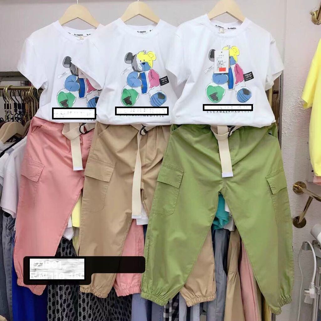 Bộ thun quần kaki, Bộ thun bé nhiều mẫu mã, kiểu dáng đơn giản 013396
