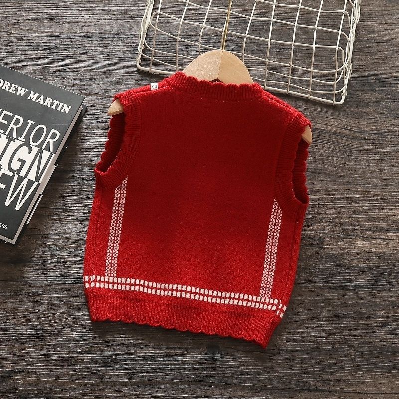 Áo Khoác Cardigan Len Dệt Kim Cổ V Không Tay Thời Trang Mới 2022 Dành Cho Bé