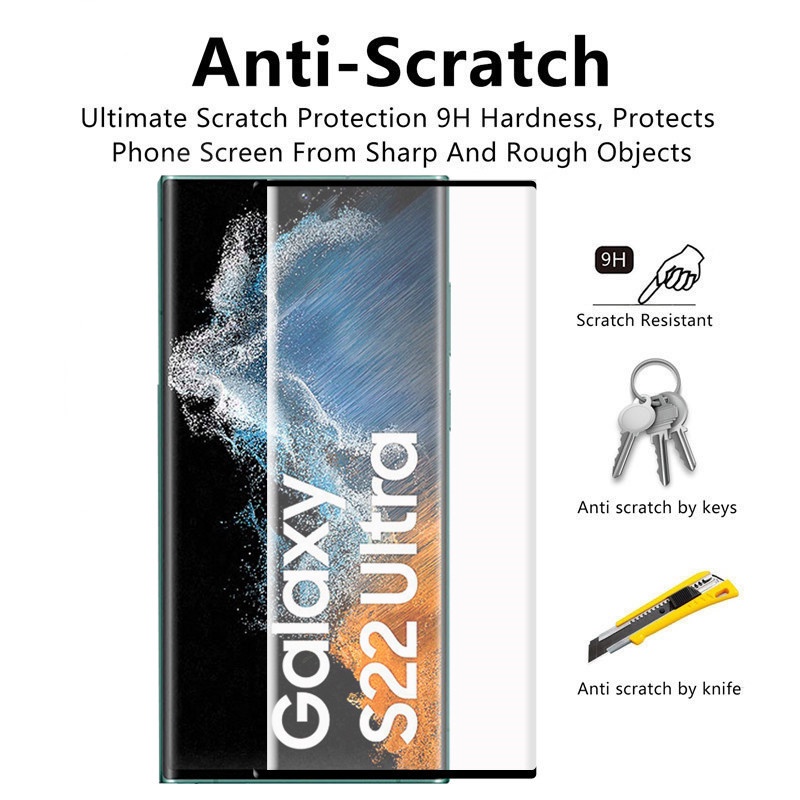 Kính cường lực viền cong bảo vệ màn hình và camera 2 trong 1 dành cho Samsung S22 Ultra S22ultra 5G