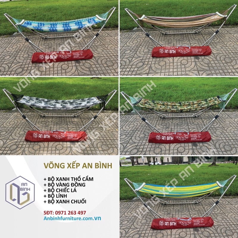 Bộ võng xếp Inox An Bình ống fi32 tải trọng 200kg  - khung chất liệu Inox 100%