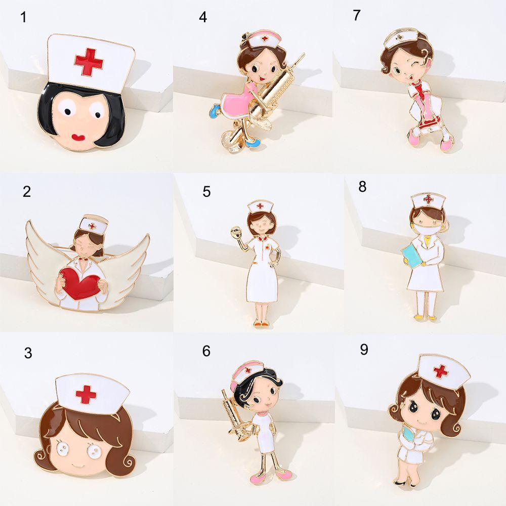 YANN1 Cartoon Nurse Brooch Women Cute Metal Badge Lapel Pin