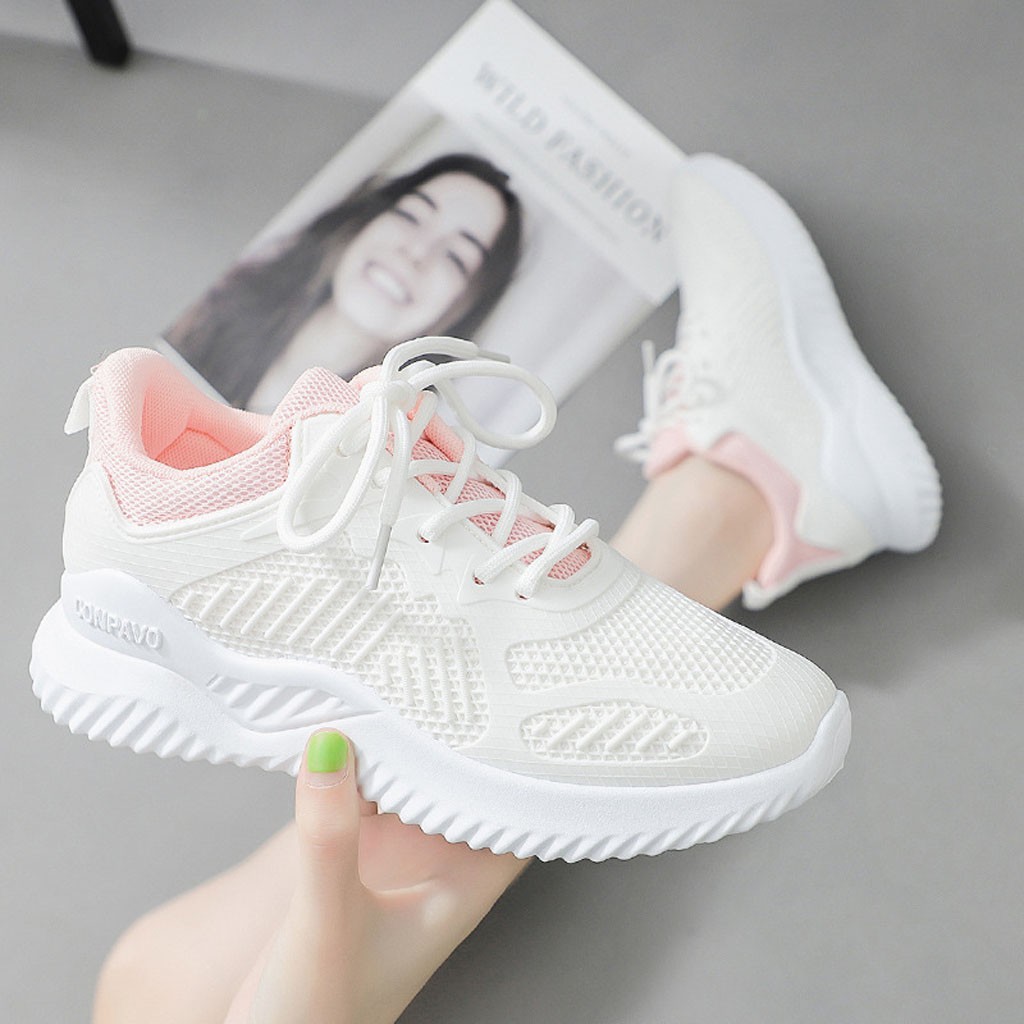 Giày Sneaker Nữ Nữ BUXINO17 Giày Thể Thao Nữ Trắng Độn Đế 6cm Cột Dây Cổ Thấp Chạy Bộ Đi Học Đi Chơi Size Từ 36 Đến 39