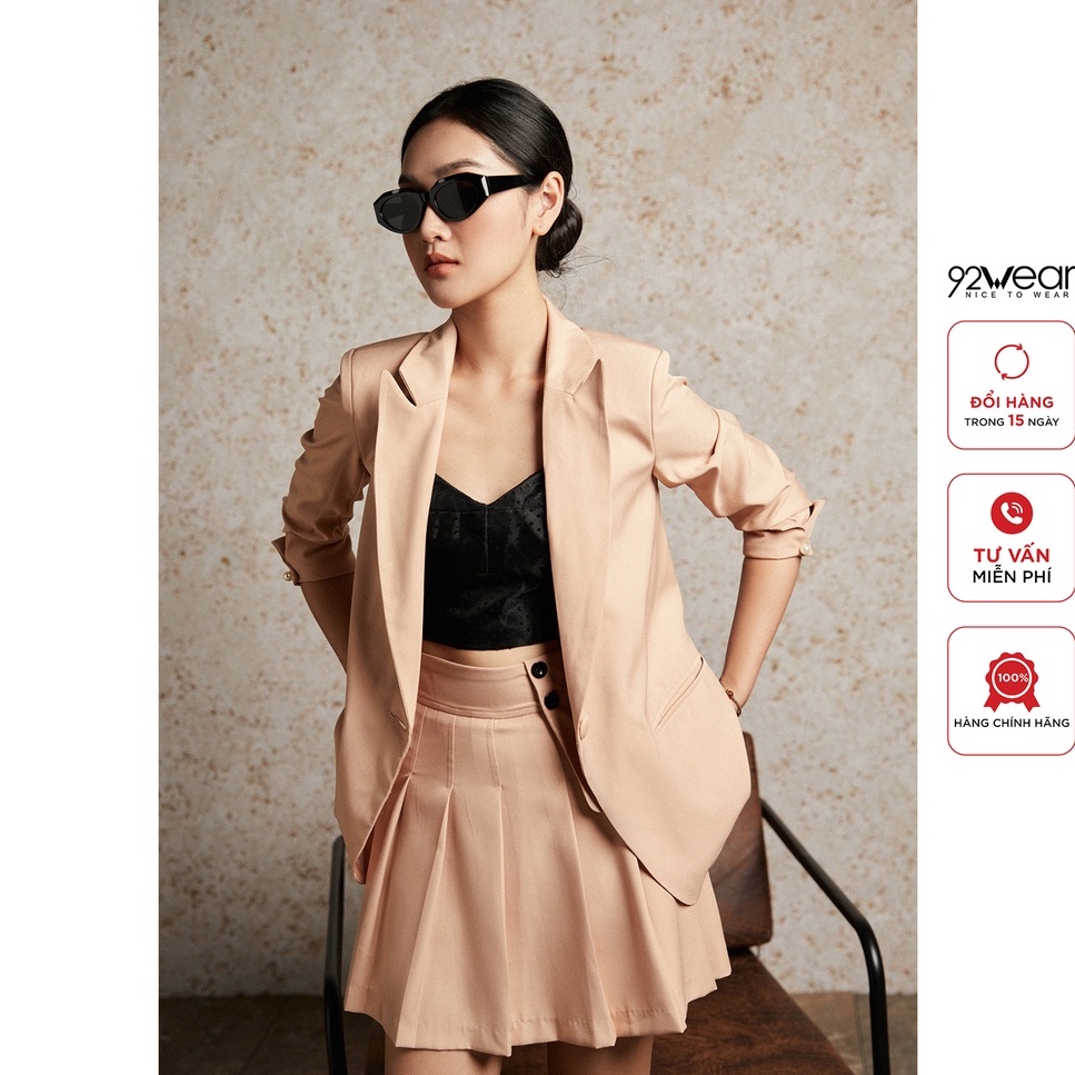 Áo vest cổ bẻ ve 92Wear, thiết kế tay gập độc đáo, sành điệu VDA2449