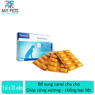 (Vỉ 10 viên Calcidelice) Bổ sung canxi và khoáng chất giúp cứng xương cho chó - Virbac Calcidelice