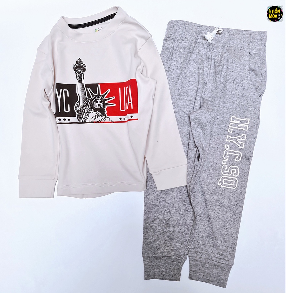 Đồ Bộ Dài Tay Cho Bé Trai Size Đại 20-45kg 🍇🍇 Bộ Thun Cotton Dài Tay Bé Trai - Shop Bốn Mùa