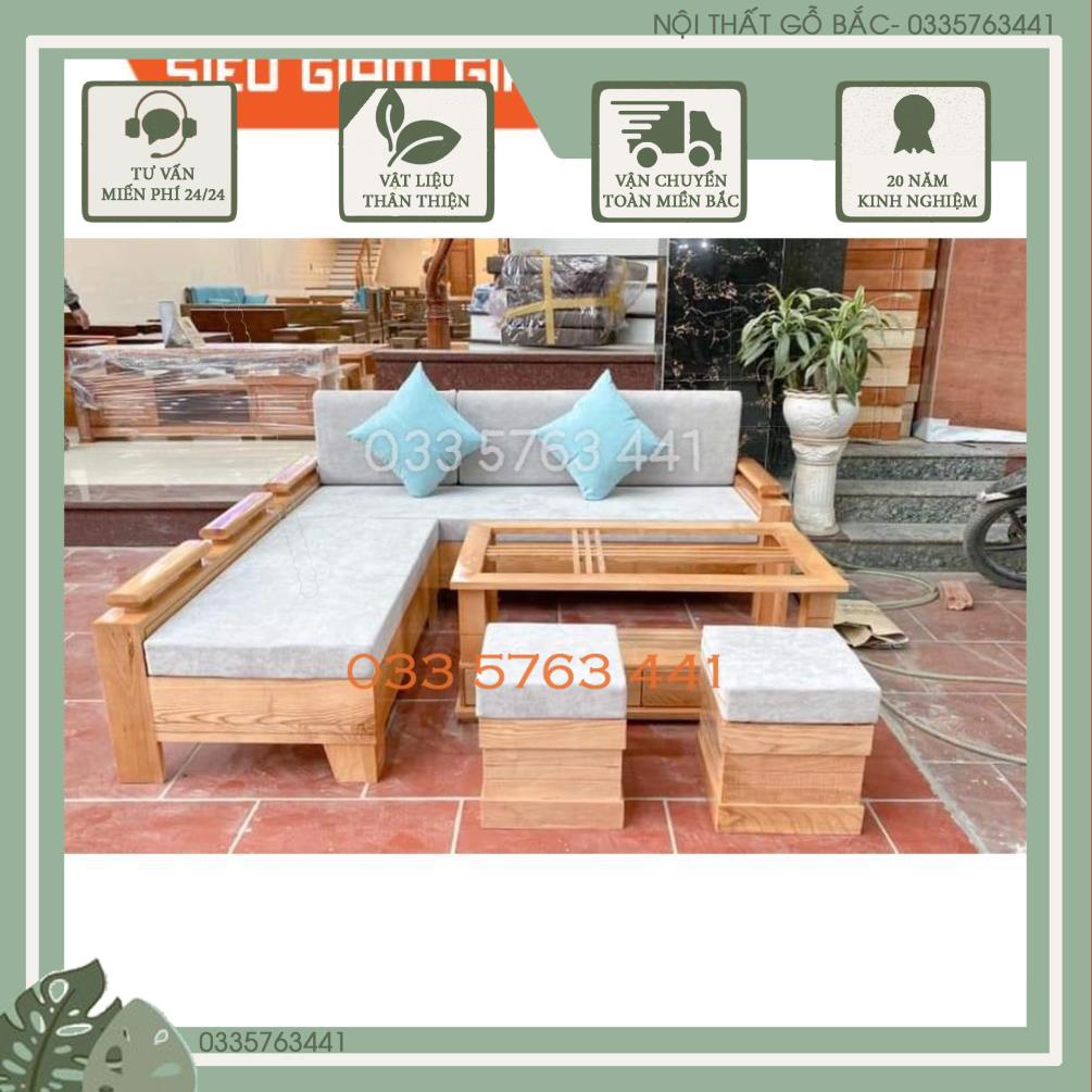 Sofa gỗ sồi nga 100% rẻ nhất shopee 2m x 1m8 phù hợp phòng khách chung cư hoặc phòng khách nhỏ