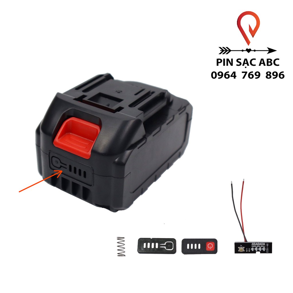 Bộ vỏ và mạch sạc pin Makita 18v 21v 2 hàng 10 cell adaptor có đèn báo pin ngang (kèm ốc và lò xo)