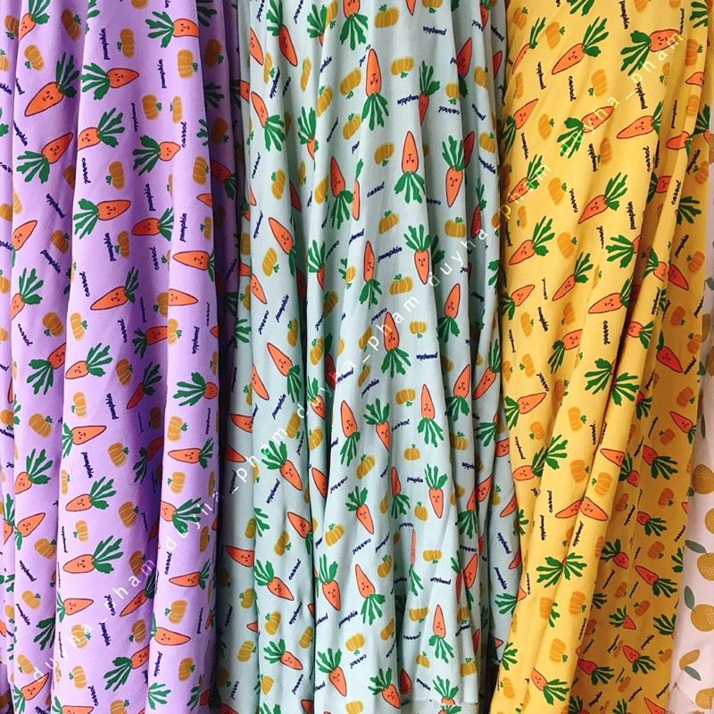 🥕VẢI TƠ PHÁP HOẠ TIẾT CÀ RỐT XINH XINH🥕