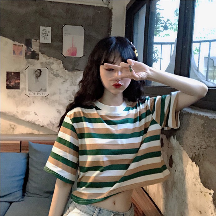 ÁO CROPTOP KẺ TĂM HOT TREND